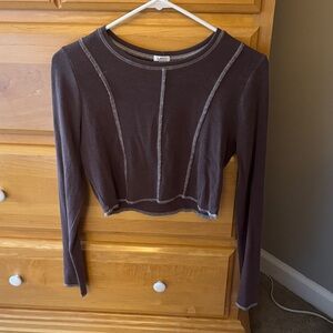Garage Brown Long Sleeve Crop Top